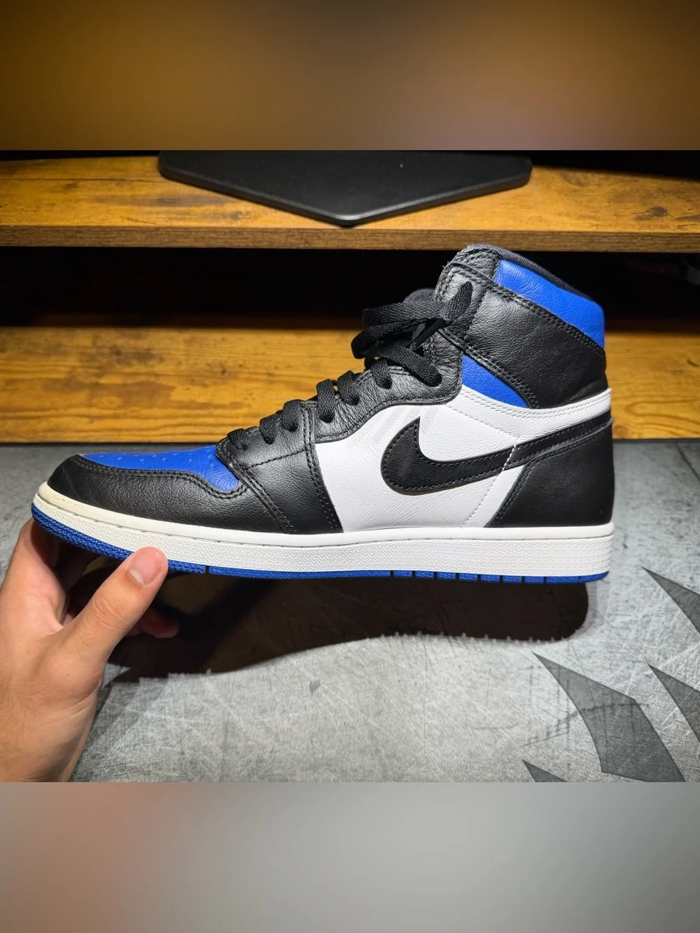 Air Jordan 1 High Royal Toe, Sneaker -Black/White/Royal Blue,Size 11